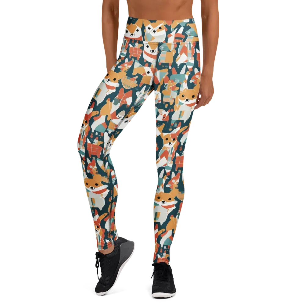 Mod Cats on Yoga Leggings — Front