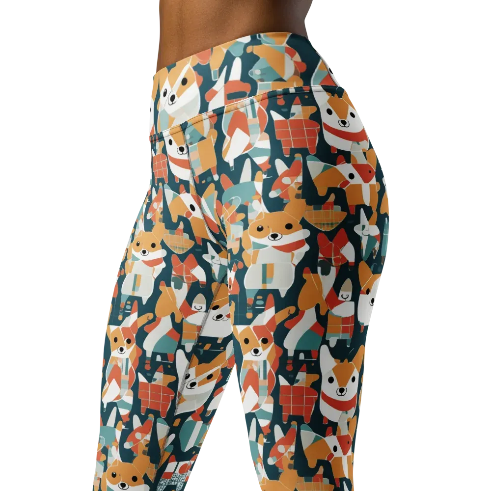 Mod Cats on Yoga Leggings — Left Front