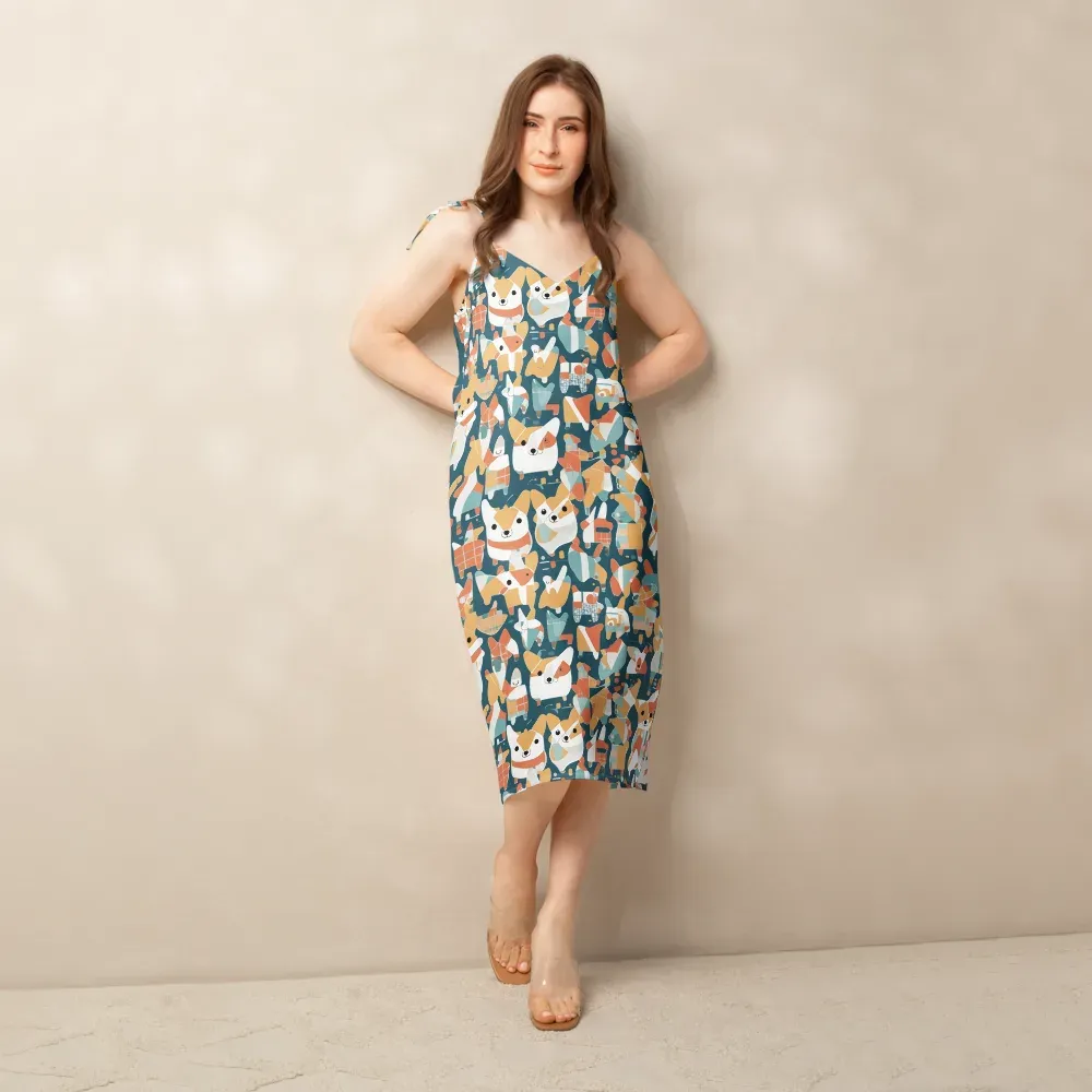 Mod Cats on Slip Dress — Front