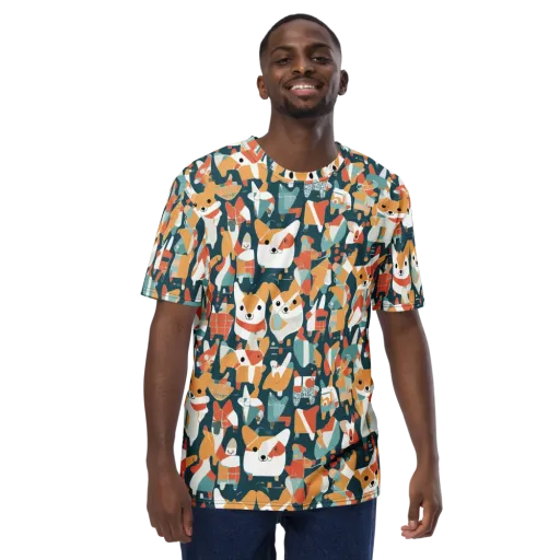 Mod Cats on a Men's Crew Neck T-Shirt