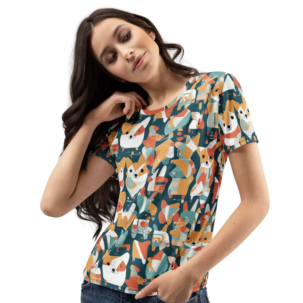 Mod Cats on Women's Crew Neck T-Shirt — Left Front