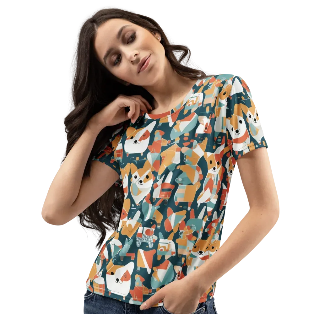 Mod Cats on Women's Crew Neck T-Shirt — Left Front
