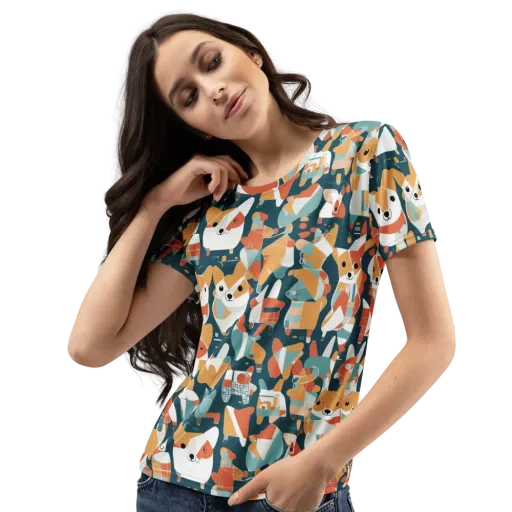 Mod Cats on a Women's Crew Neck T-Shirt