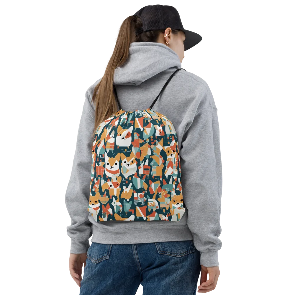Mod Cats on Drawstring Bag — Front