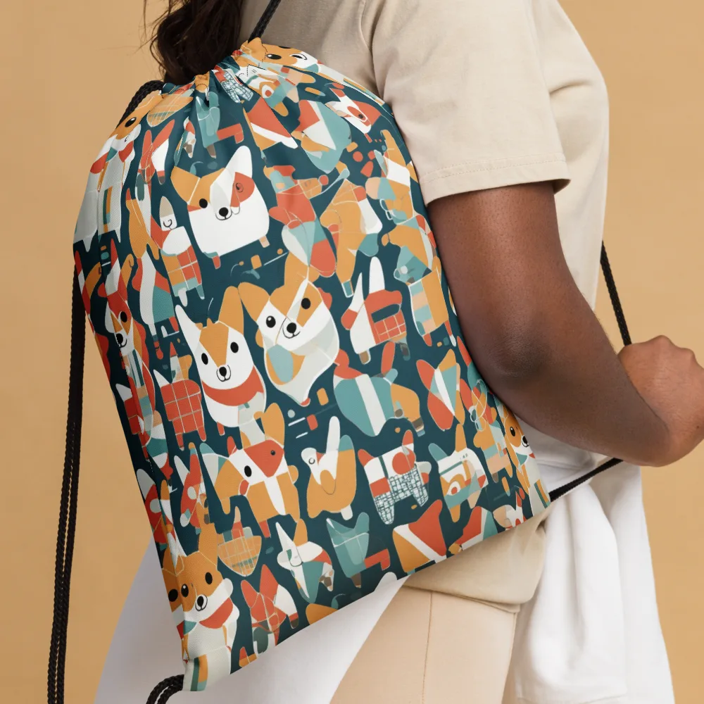 Mod Cats on Drawstring Bag — Front