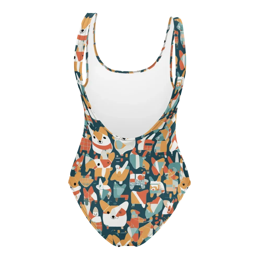 Mod Cats on One-Piece Swimsuit — Back