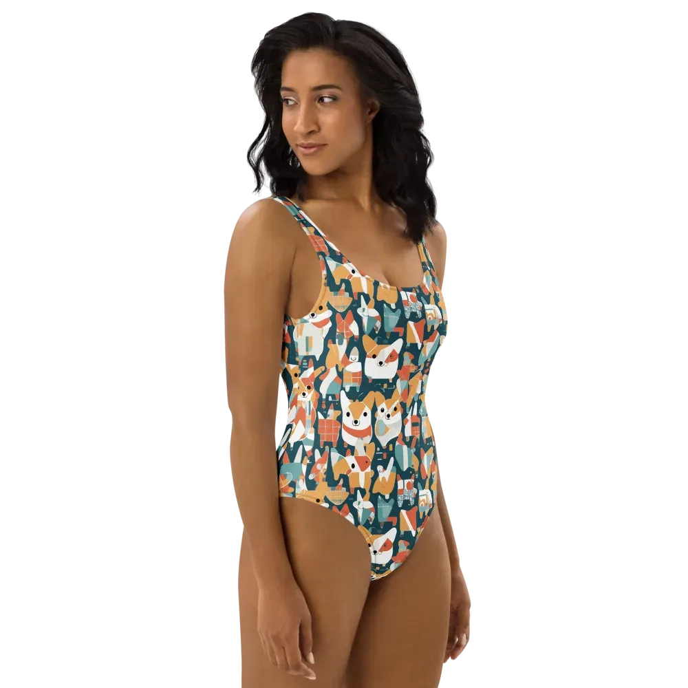 Mod Cats on One-Piece Swimsuit — Right