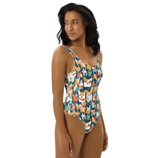Mod Cats on a One-Piece Swimsuit