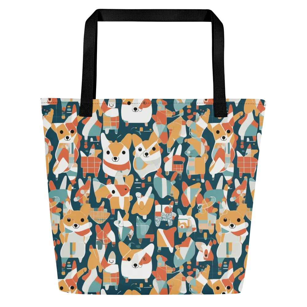 Mod Cats on Large Tote Bag W/ Pocket — Front