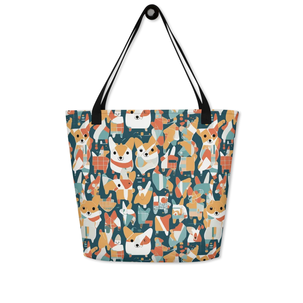 Mod Cats on Large Tote Bag W/ Pocket — Front
