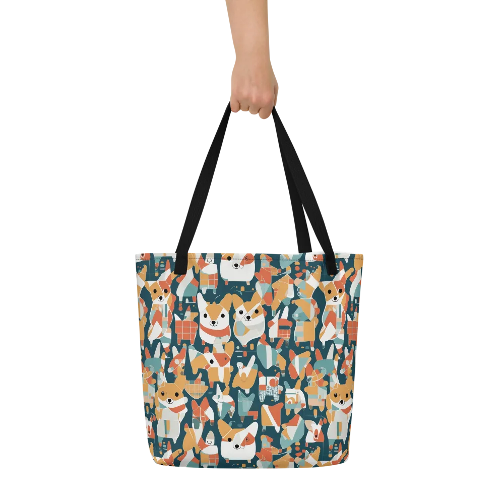 Mod Cats on Large Tote Bag W/ Pocket — Front