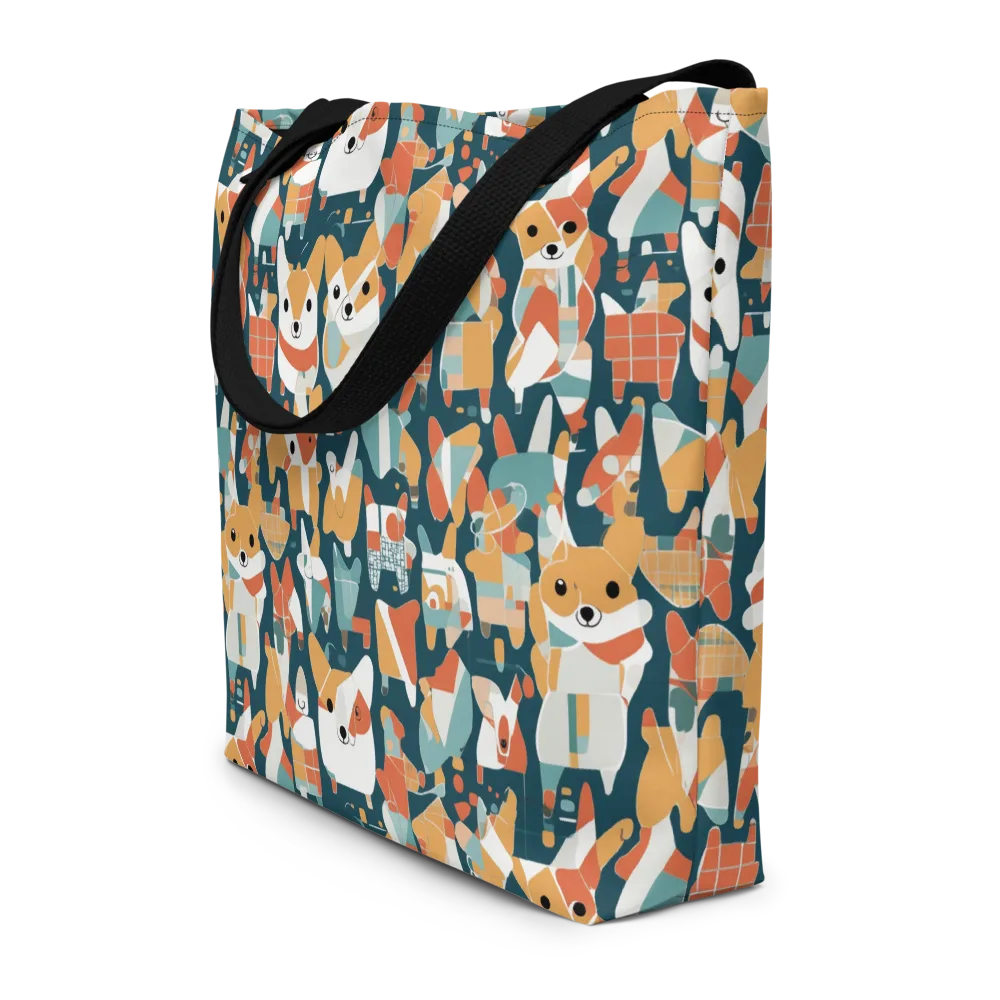 Mod Cats on Large Tote Bag W/ Pocket — Front