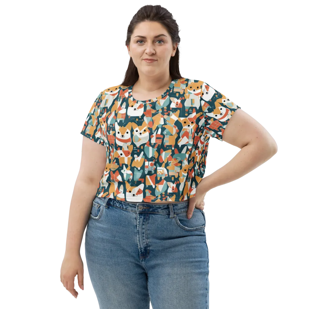 Mod Cats on Crop Tee — Front