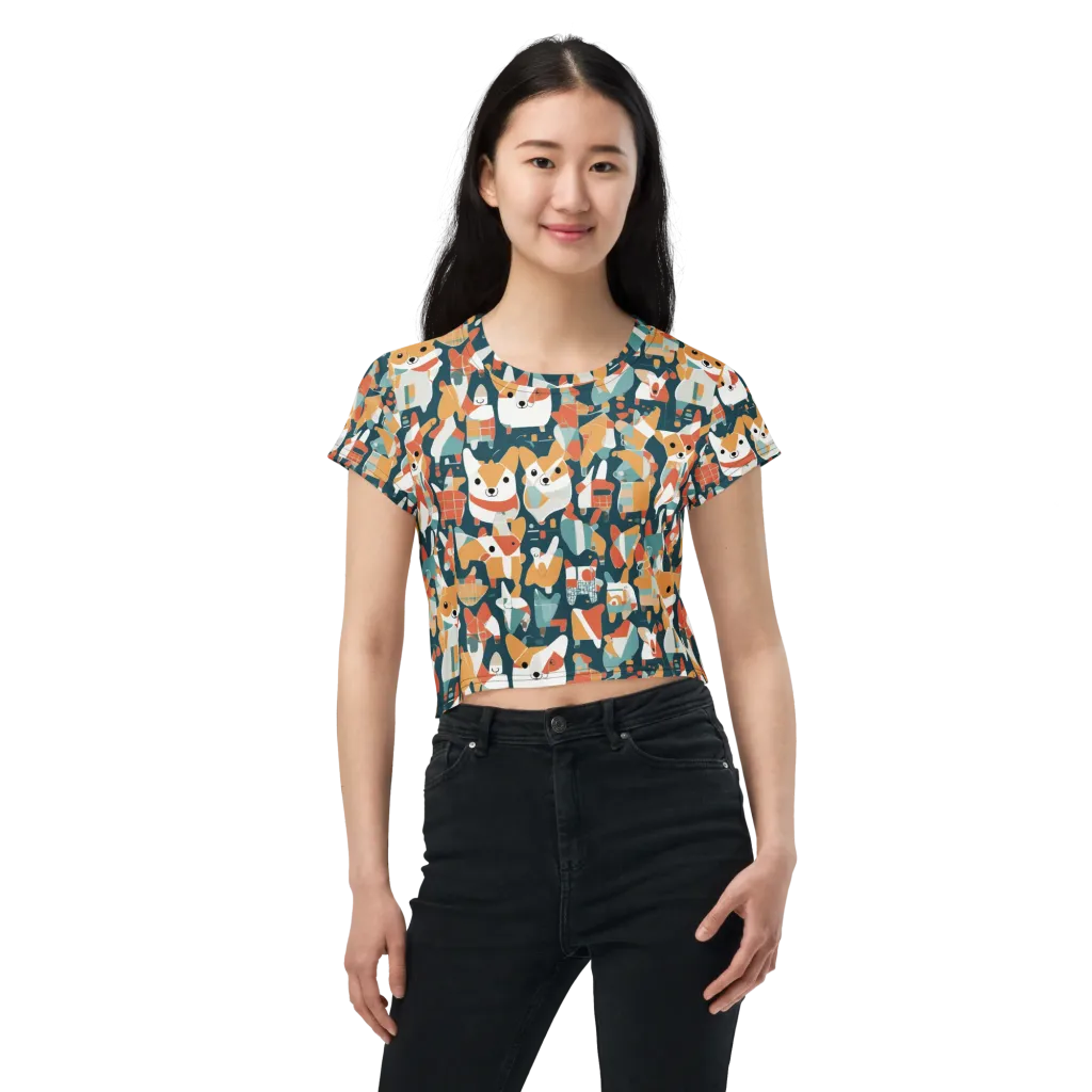 Mod Cats on Crop Tee — Front