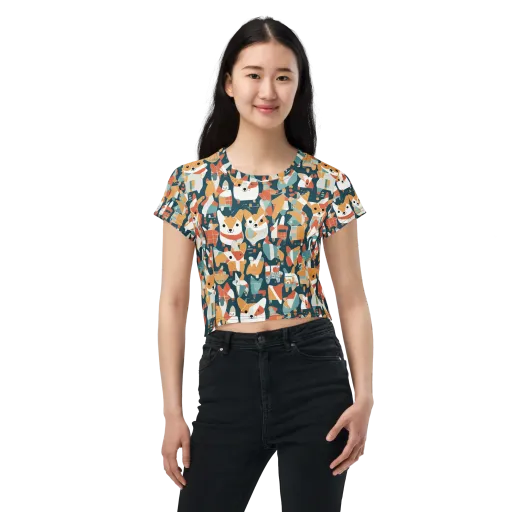 Mod Cats on a Crop Tee