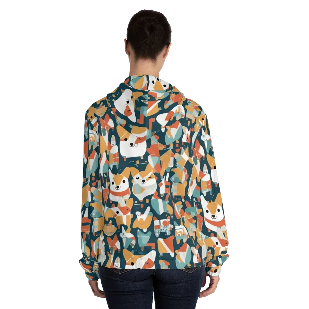 Mod Cats on Women's Full-Zip Hoodie — Back On Person
