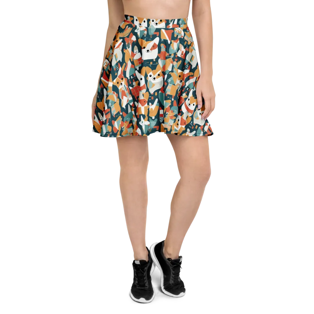 Mod Cats on Skater Skirt — Front
