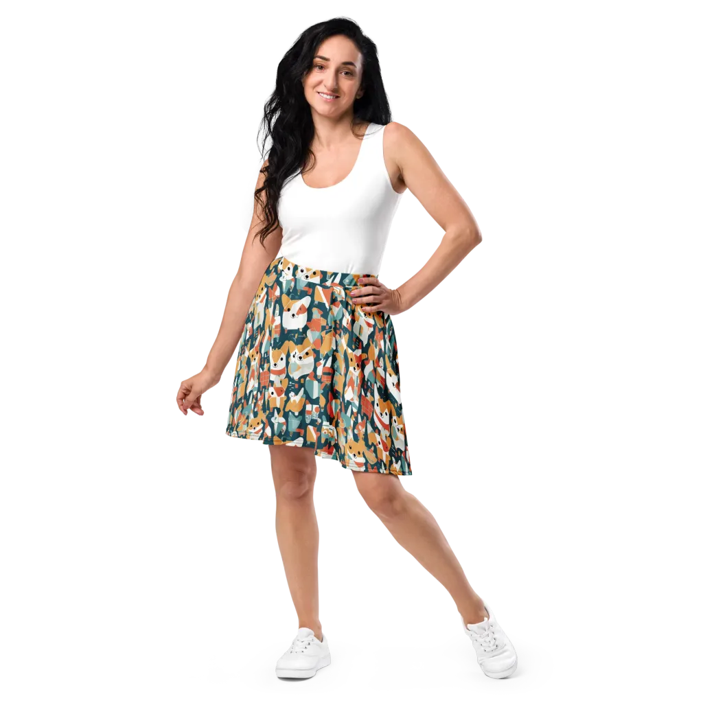 Mod Cats on Skater Skirt — Front