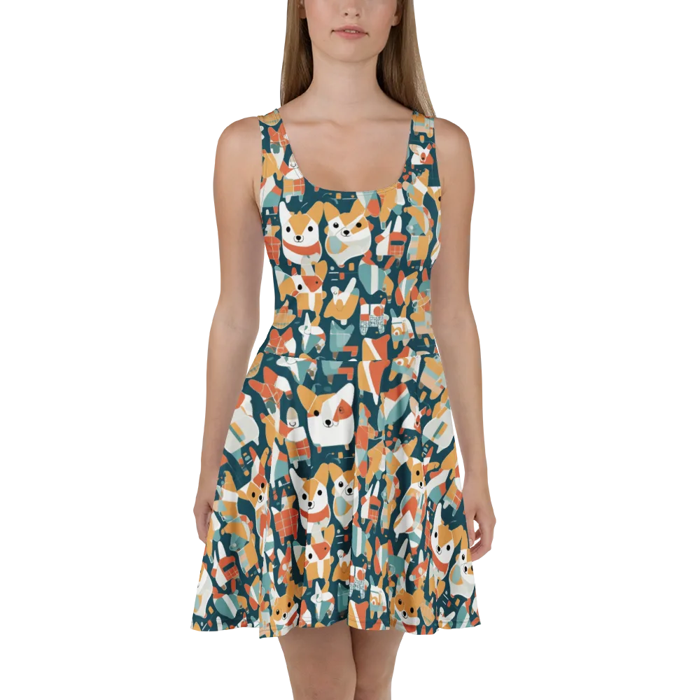 Mod Cats on Skater Dress — Front