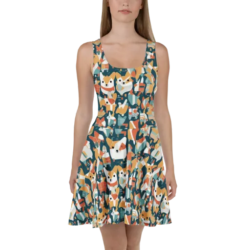 Mod Cats on a Skater Dress