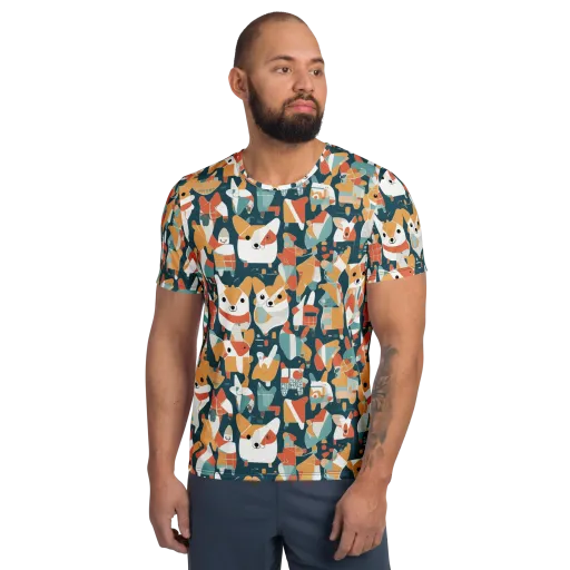Mod Cats on a Men's Athletic T-Shirt