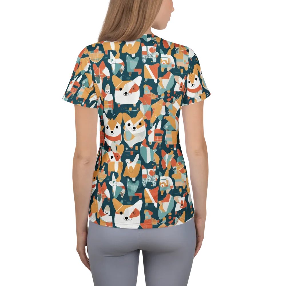 Mod Cats on Women's Athletic T-Shirt — Back