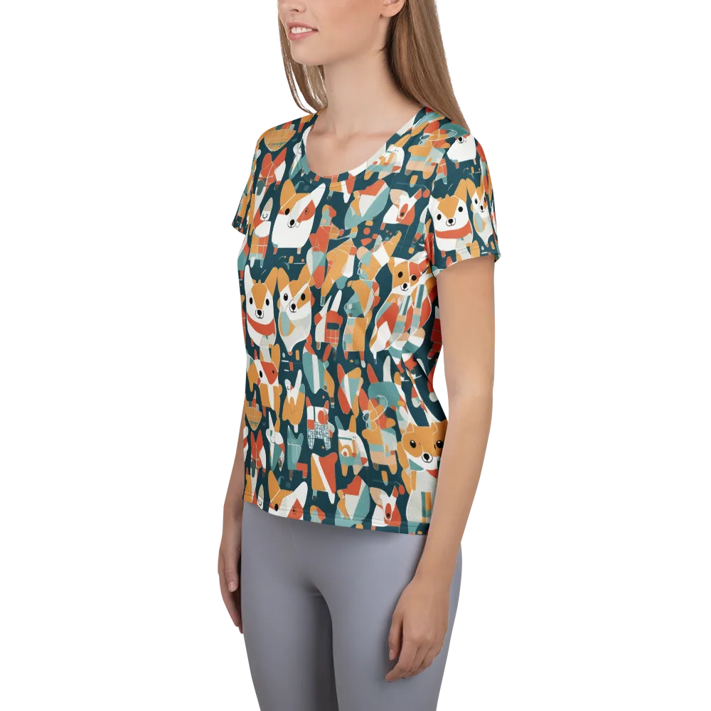 Mod Cats on Women's Athletic T-Shirt — Left