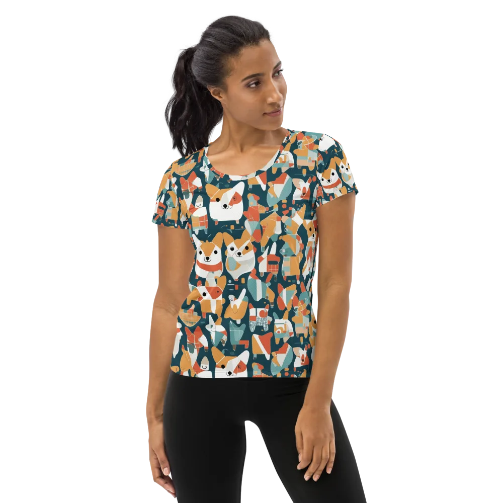 Mod Cats on Women's Athletic T-Shirt — Front