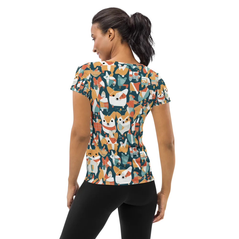 Mod Cats on Women's Athletic T-Shirt — Back