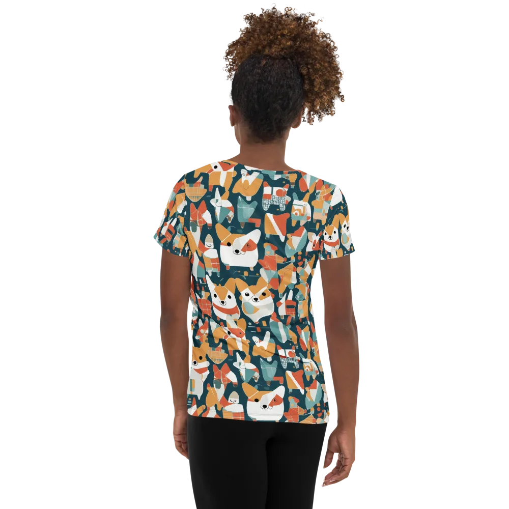 Mod Cats on Women's Athletic T-Shirt — Back