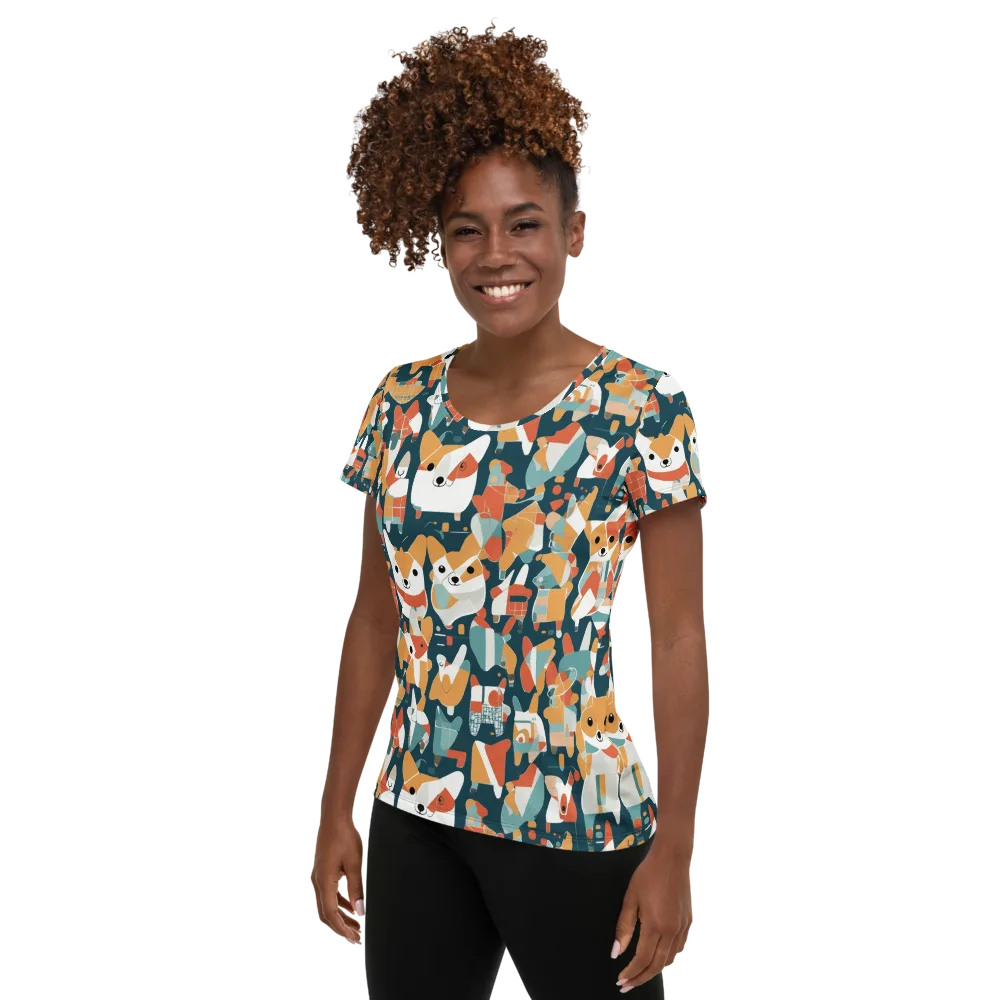 Mod Cats on Women's Athletic T-Shirt — Left