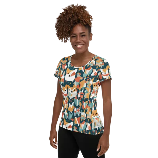 Mod Cats on a Women's Athletic T-Shirt