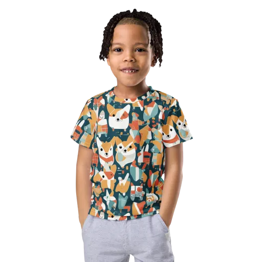 Mod Cats on a Kids Crew Neck T-Shirt