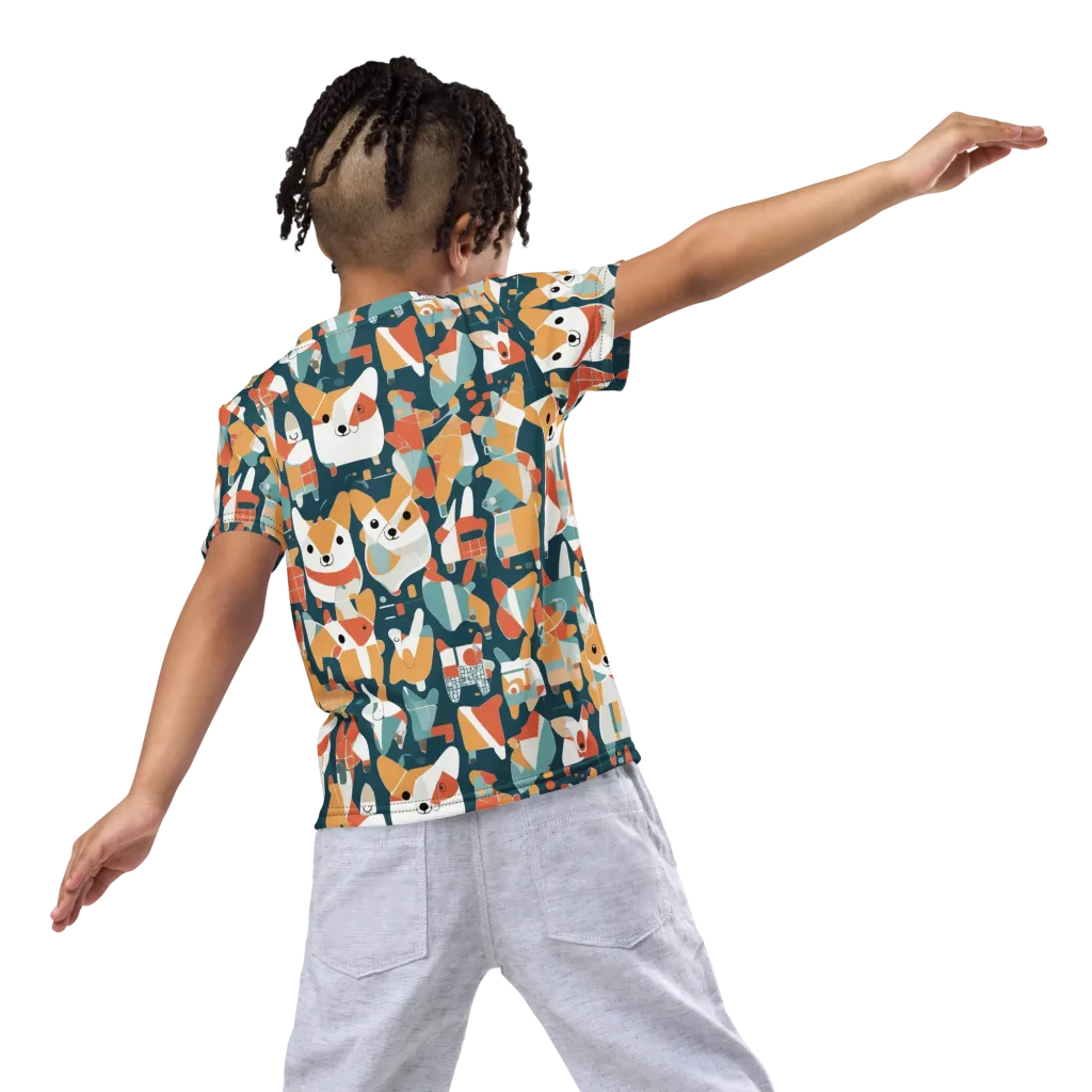 Mod Cats on Kids Crew Neck T-Shirt — Back