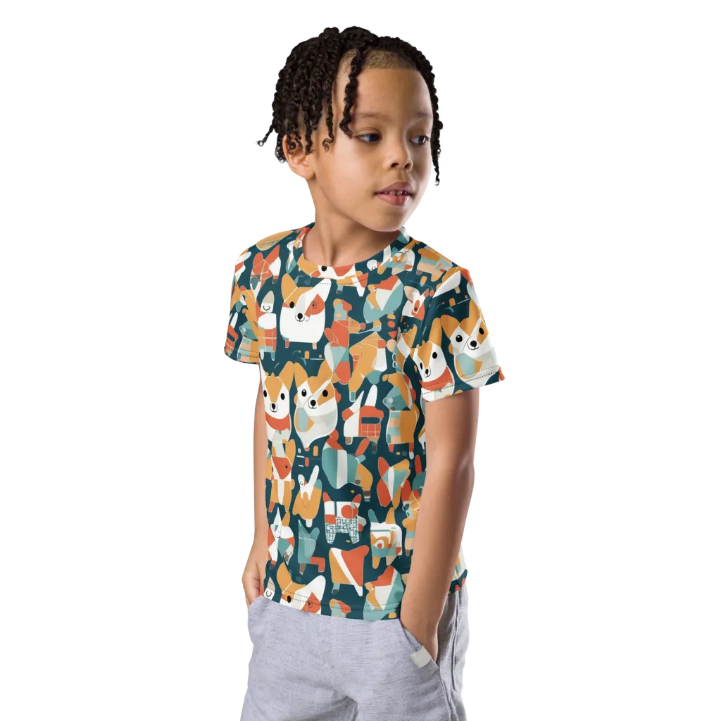 Mod Cats on Kids Crew Neck T-Shirt — Left Front