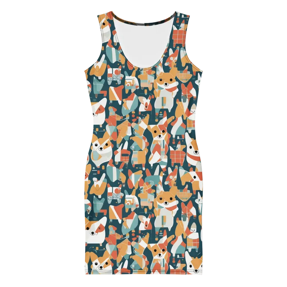 Mod Cats on Bodycon Dress — Front