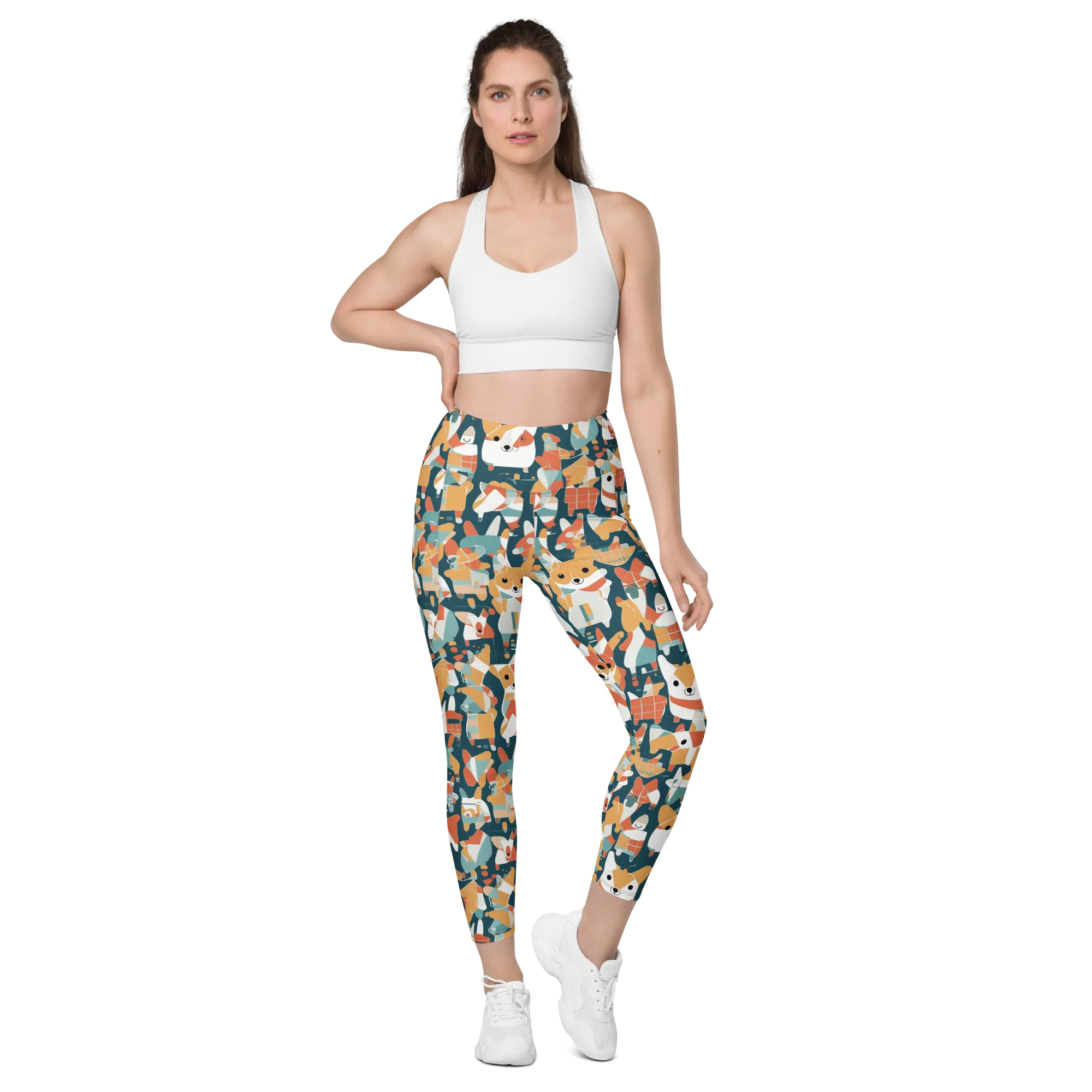 Mod Cats on Leggings with Pockets — Front