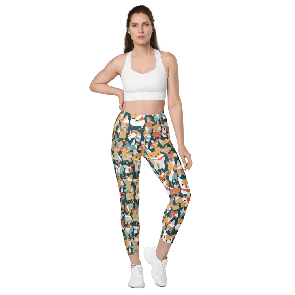 Mod Cats on Leggings with Pockets — Front