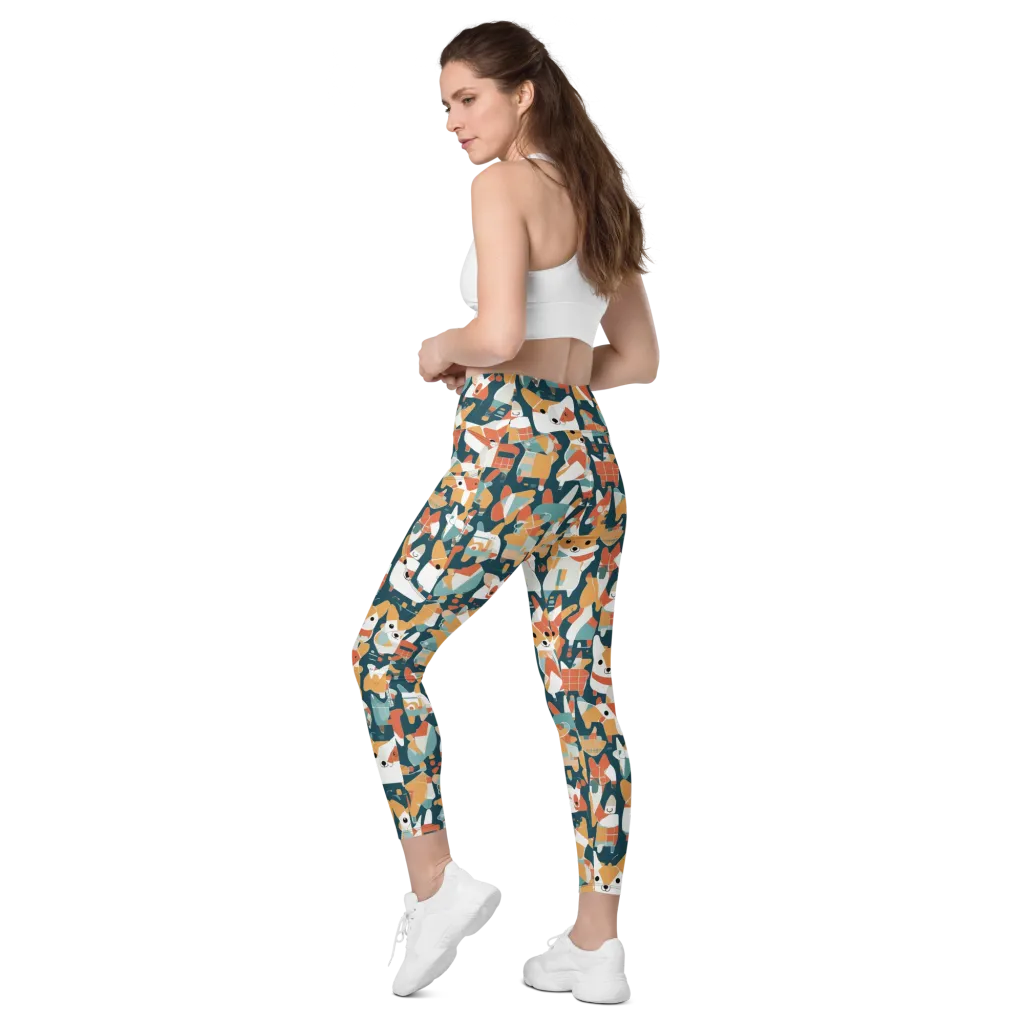 Mod Cats on Leggings with Pockets — Left Back