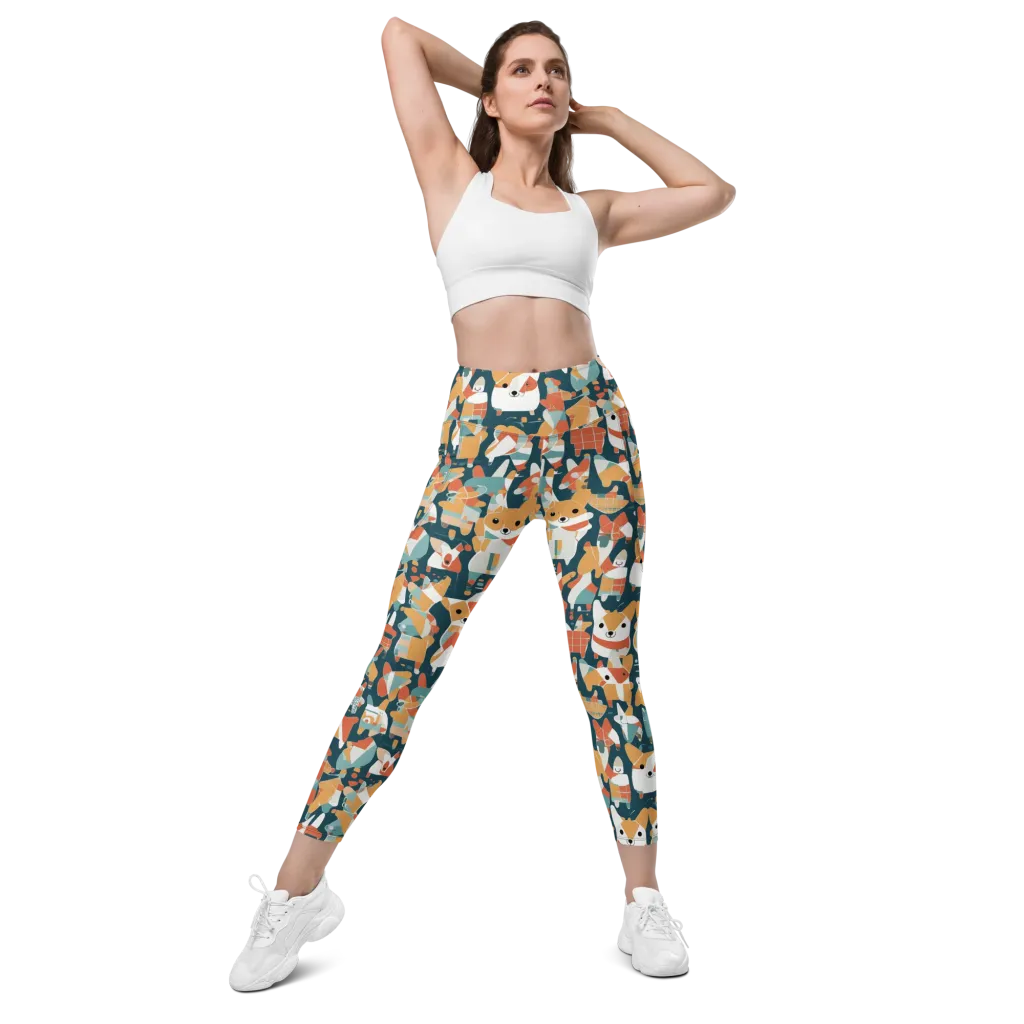 Mod Cats on Leggings with Pockets — Front