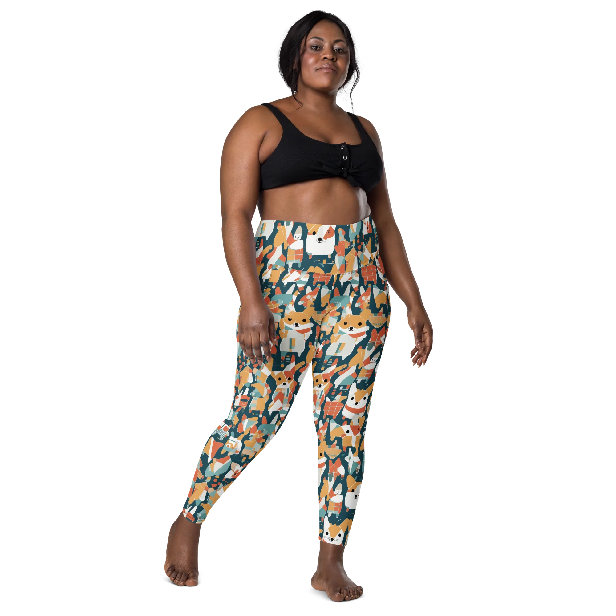 Mod Cats on Leggings with Pockets — Front