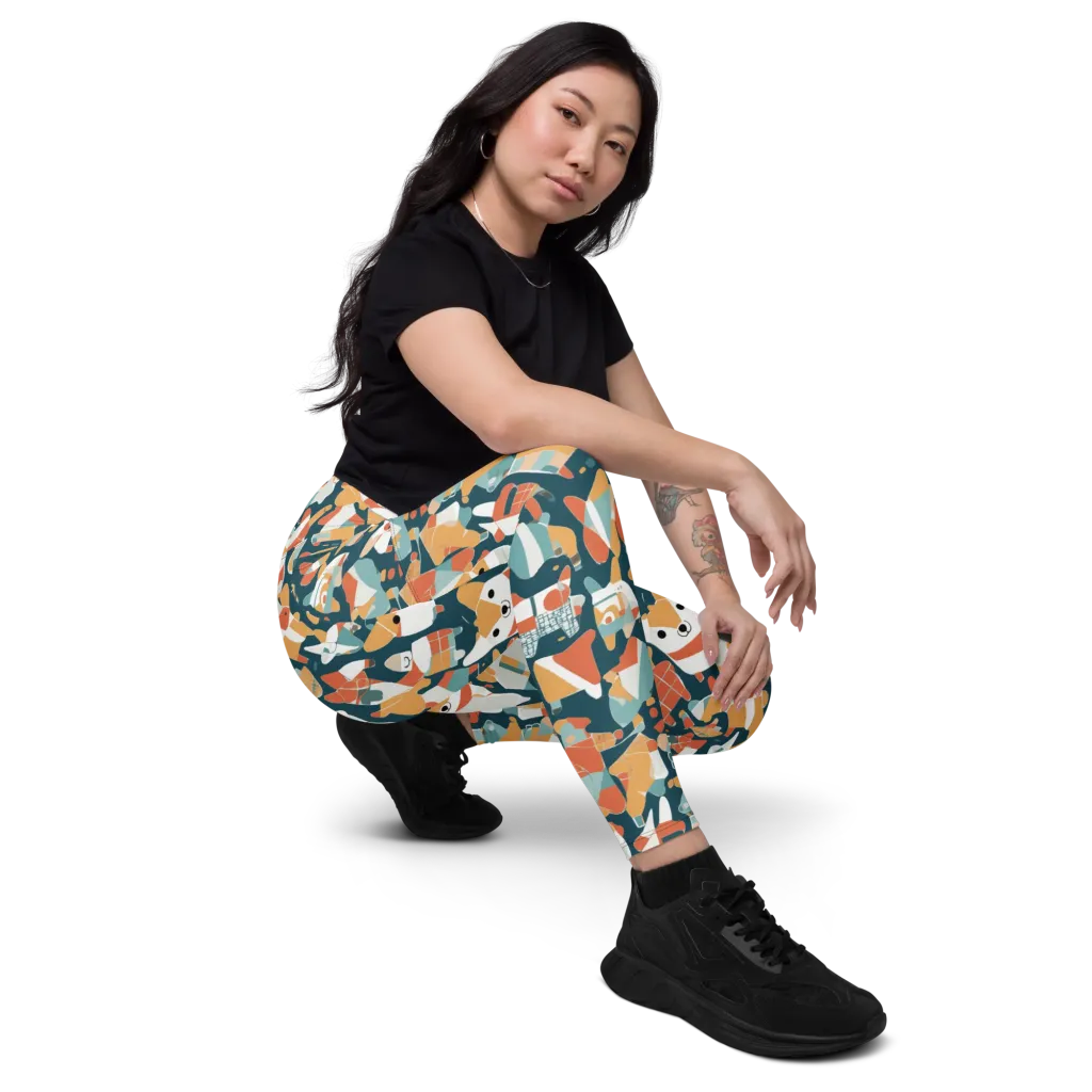 Mod Cats on Leggings with Pockets — Right Front