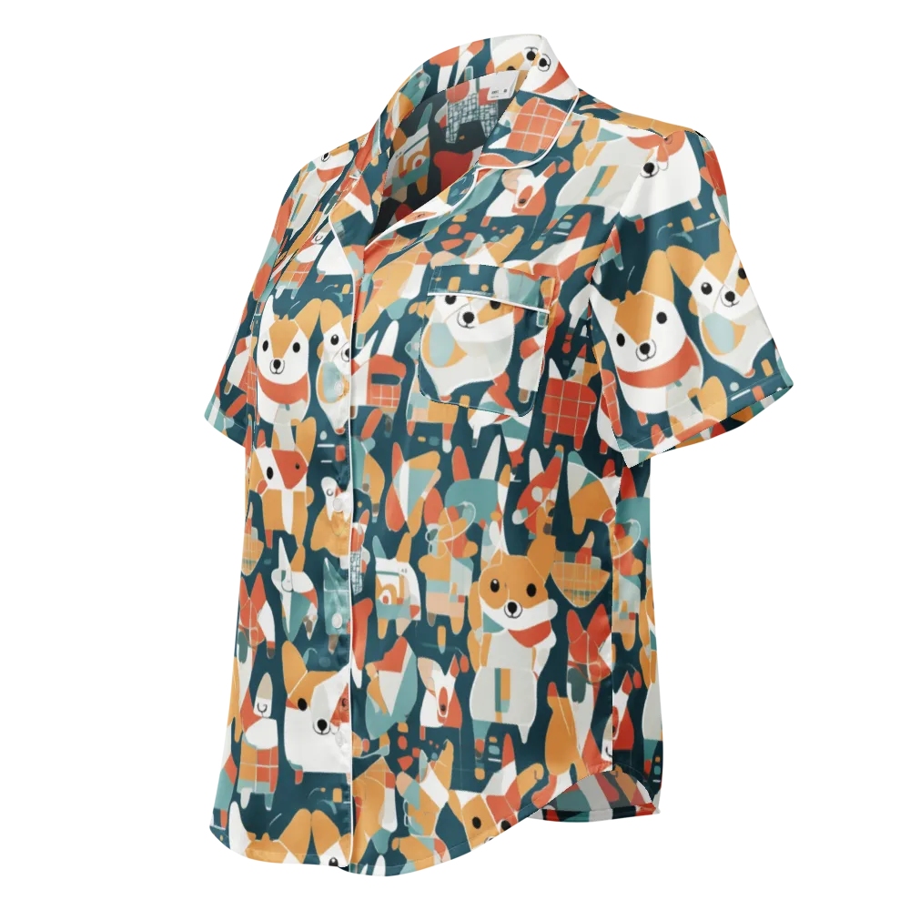 Mod Cats on Women's Short Sleeve Pajama Top — Left Front