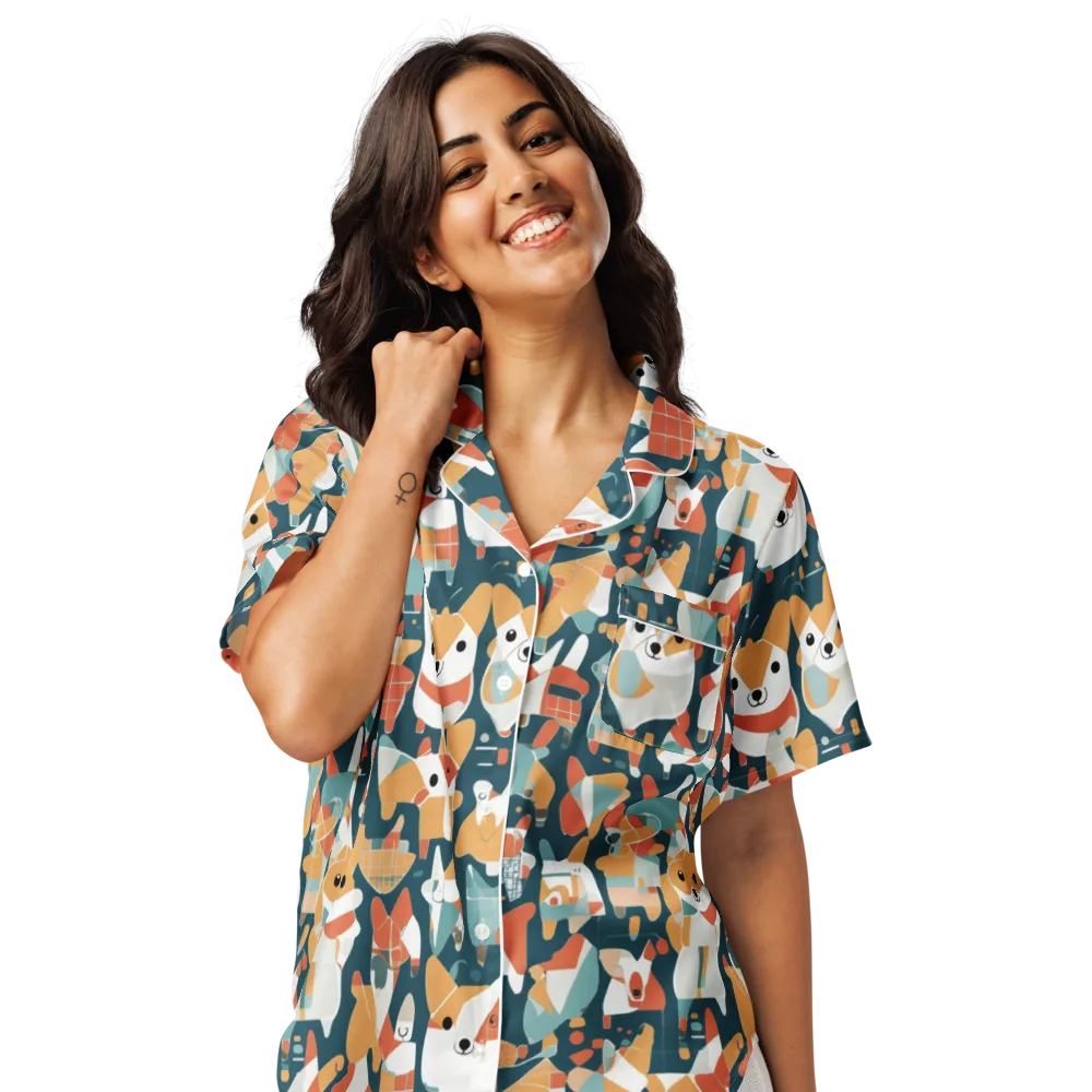 Mod Cats on Women's Short Sleeve Pajama Top — Front