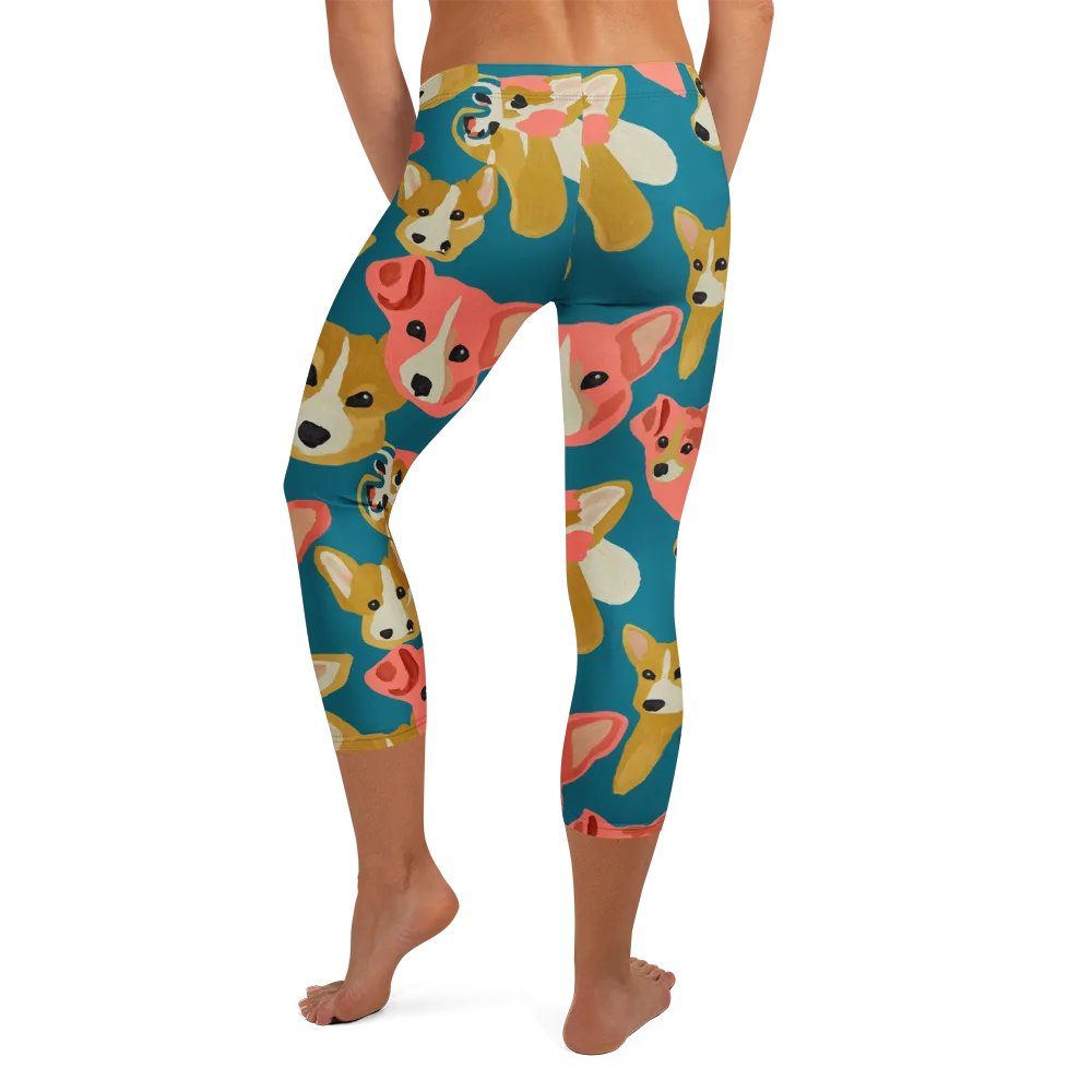 Coral Canines on Capri Leggings — Back