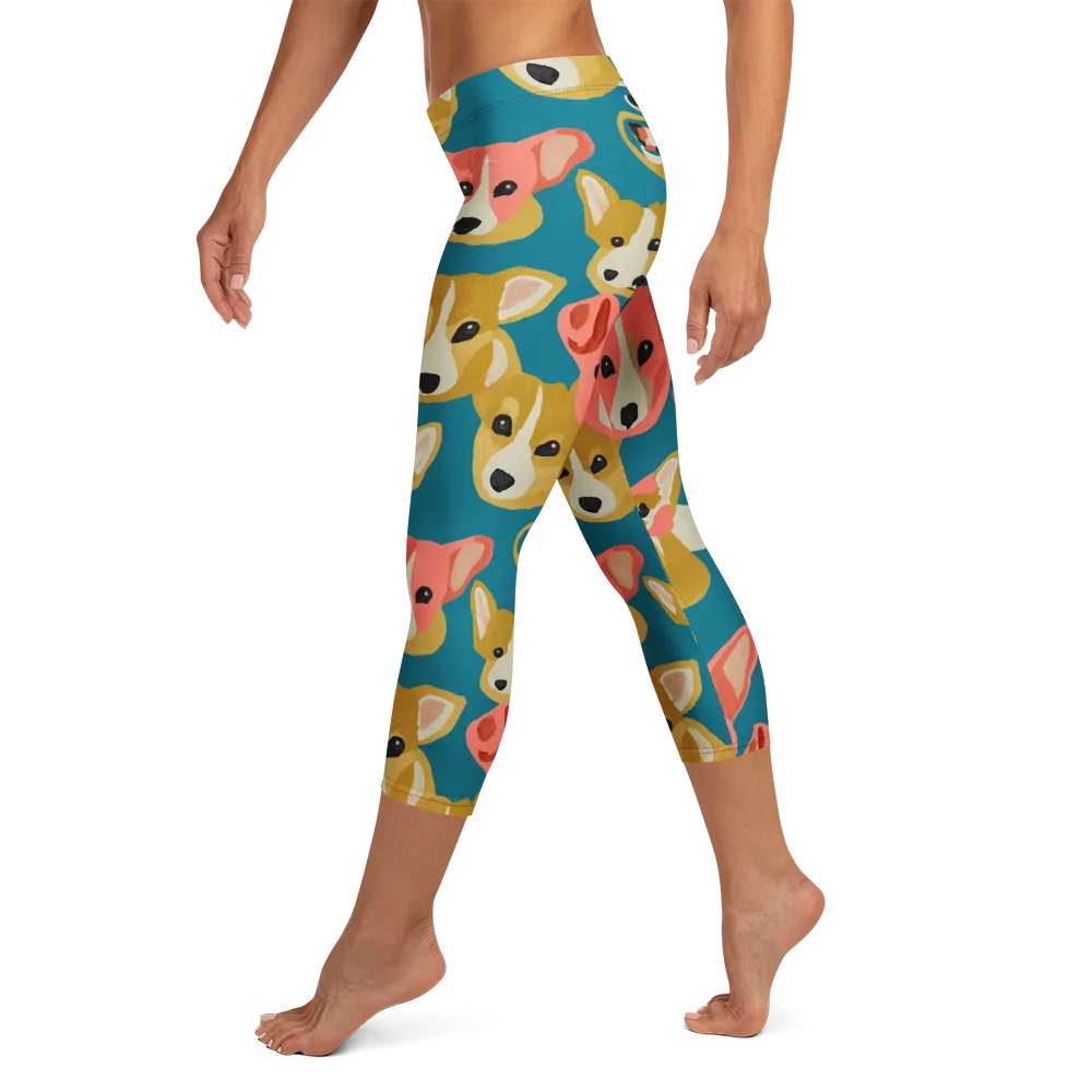 Coral Canines on Capri Leggings — Left