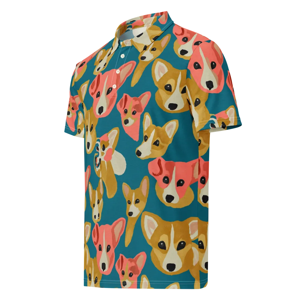 Coral Canines on Men's Slim Fit Polo Shirt — Left Front