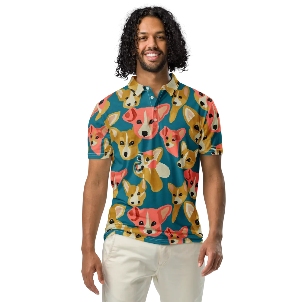 Coral Canines on Men's Slim Fit Polo Shirt — Front
