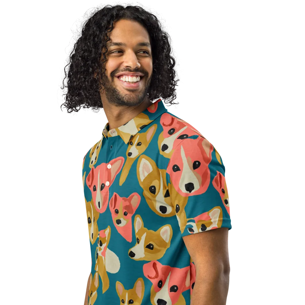 Coral Canines on Men's Slim Fit Polo Shirt — Left Front