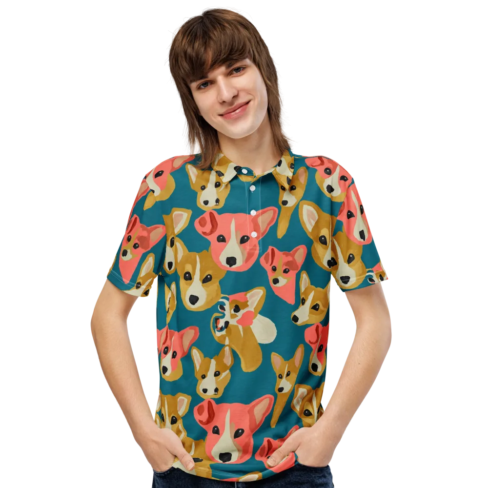 Coral Canines on Men's Slim Fit Polo Shirt — Front